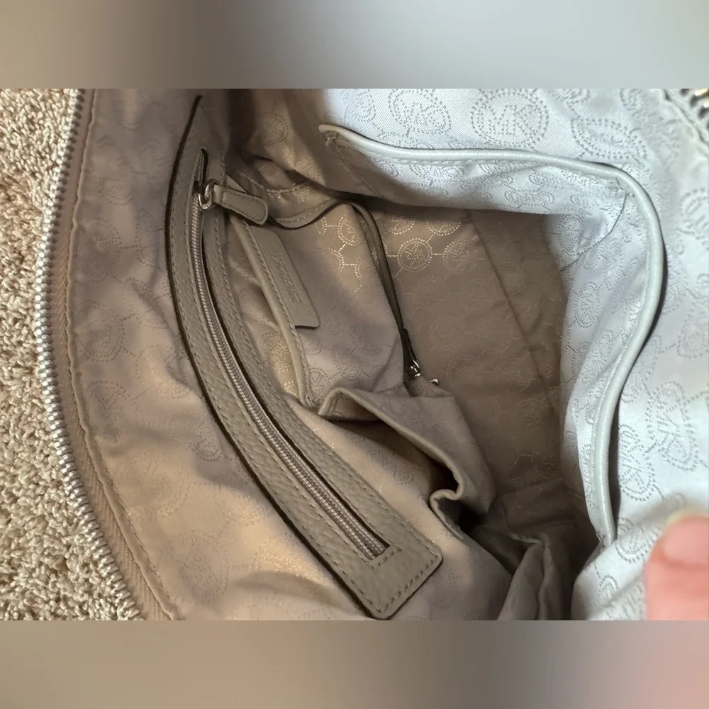 Michael Kors Gray Leather Shoulder Bag - Picture 3 of 6